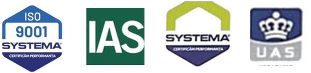 Acreditări: ISO 9001 Systema, IAS Accredited, Systema, UAS